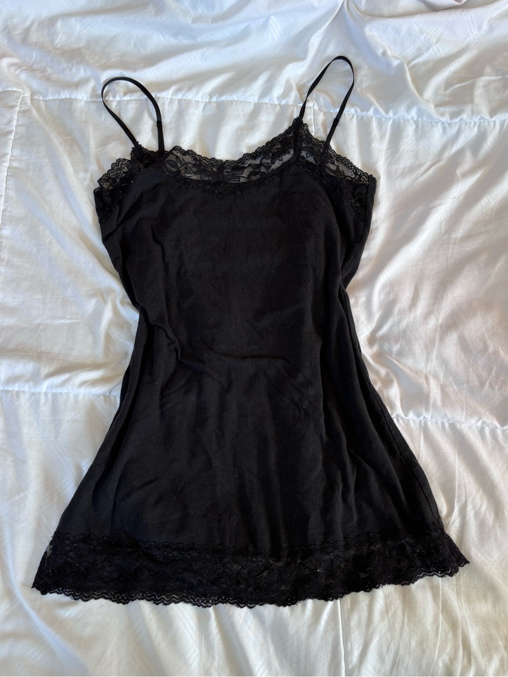 Black Lace-Trim Camisole Slip